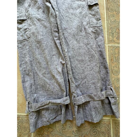 New without Tags! N  Y & Company 7th Ave Linen blend belt open leg Cargo Pant 12 - Picture 9 of 11